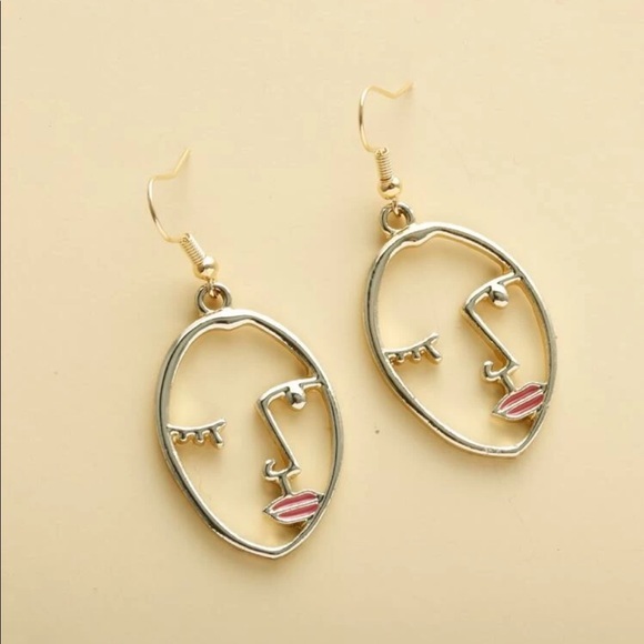 Hollow Face Drop Earrings - Picture 1 of 3